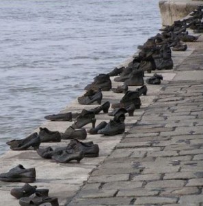 Shoes from Jewish people shot into the Danube during German occupation - Copy